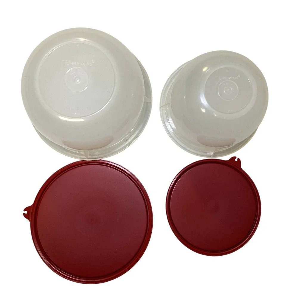 Vintage‎ Tupperware Mixing Bowl Set NOS w/Lids Bag & Paperwork 270-5 271-10 NOS